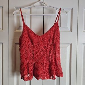 Lacy crop spaghetti strap top